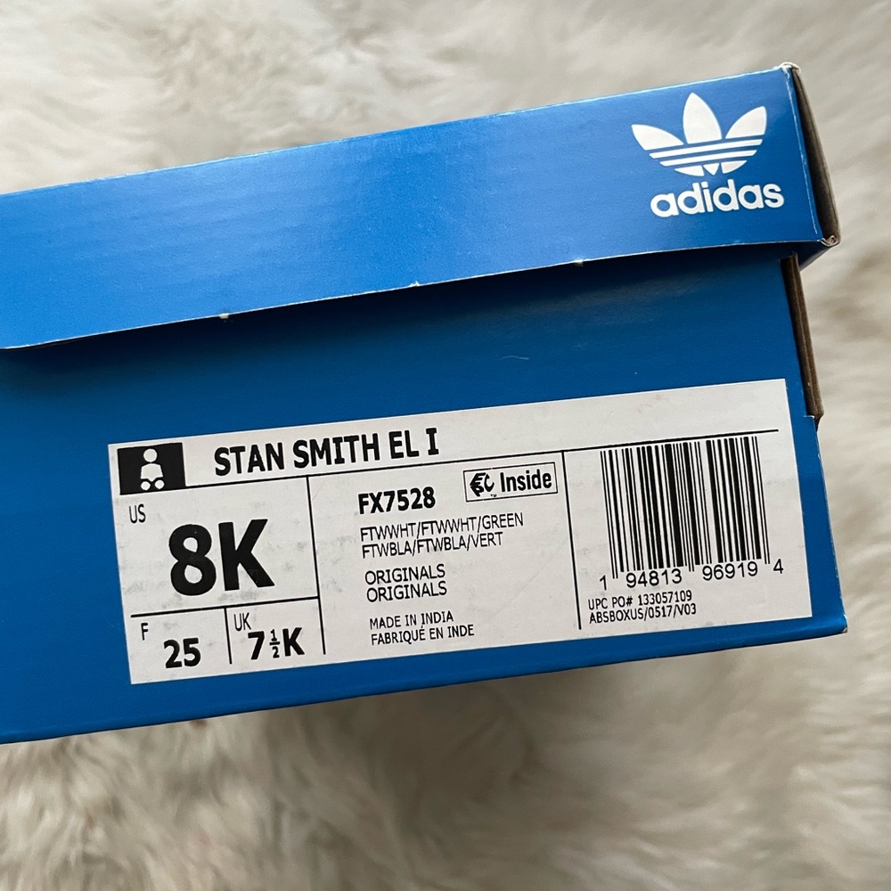 New! Adidas Kids Stan Smith Sneakers in White and Green - Picture 6 of 6